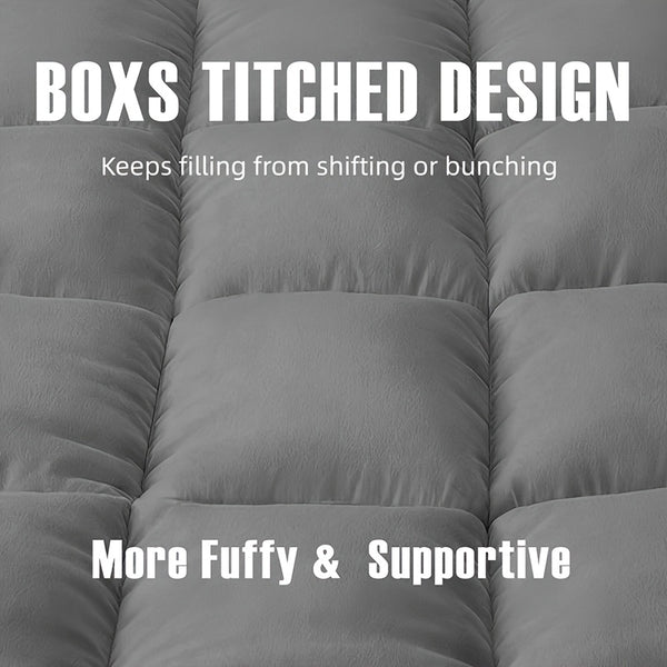 4 Inch/10Cm Microfiber Mattress Topper with 1100 GSM Heavy Filling, Extremely Soft And Fluffy, Hand-Filled, Available in Single, Double, King Sizes, Grey, Perfect for Halloween And Christmas Gifts