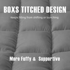 4 Inch/10Cm Microfiber Mattress Topper with 1100 GSM Heavy Filling, Extremely Soft And Fluffy, Hand-Filled, Available in Single, Double, King Sizes, Grey, Perfect for Halloween And Christmas Gifts