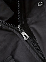 Men's Mid-Length Fleece-Lined Hooded Jacket with Multiple Pockets, Winter Casual Outdoor Workwear Coat
