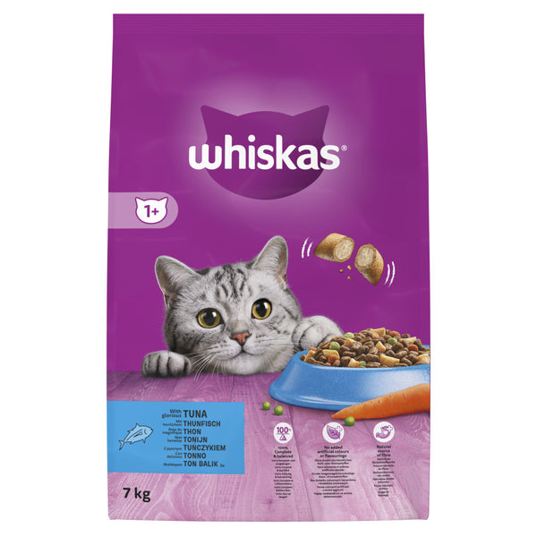 7kg Whiskas 1+ Adult Complete Dry Cat Food Tuna Bulk Pack Cat Biscuits