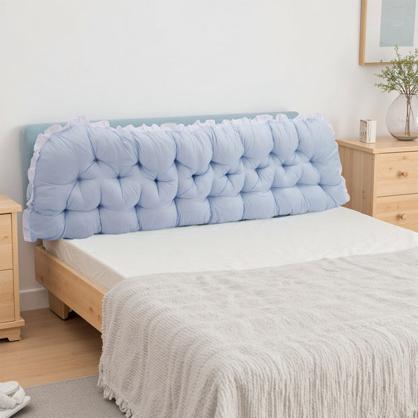 1pc Princess Style Large Ultra-Soft Comfortable Headboard Pillow Wedge Bed Rest Reading Pillow with Fixing Ties, Ruffled Edges Positioning Support Pillow with Removable Cover, Backrest Cushion for Bed Couch Sofa Living Room Bedroom Home Room Decor, Ideal