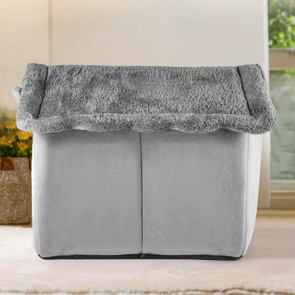 Portable Pet House Measuring 40*38*35CM, Suitable for Dogs And Cats. It Features a Removable Cushion, Making It a Warm And Cozy Cave for Puppies. This Washable, Foldable, And Soft Cube Design Offers Comfort And Multifunctionality for Your Pets