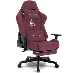ANDYOU Gaming Chair, Comfortable Office Chair, Premium Fabric Soft As Faux Fur. Ergonomic PC Chair, Adjustable Swivel Work Chairs with Footrest