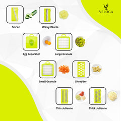Vegetable Chopper – Veloga 16-in-1 Mandoline Slicer & Dicer, Multi-Function Kitchen Gadget with Adjustable Blades, Salad Chopper & Food Slicer for Easy Meal
