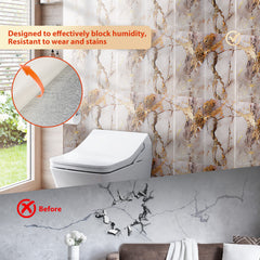 STOBOK 20pcs Self-Adhesive Decorative Tile Wall Stickers, Washable with Water, Featuring a Marble-Like Appearance. Perfect for Decorating Bathrooms, Kitchens, Living Rooms, Bedrooms, Offices, And Dorms - Shiny End