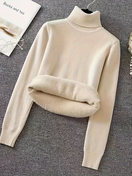 Women's Elegant Casual Cardigan Sweater-Long Sleeve,, High Collar, Keep Warm, Stylish Top for Cold Weather