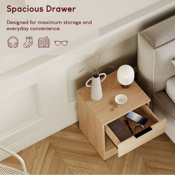 Vida Designs Trega 1 Drawer Bedside Chest Set Of 2, End Table Nightstand Space Saving Storage Organizer Bedroom Furniture