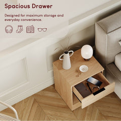 Vida Designs Trega 1 Drawer Bedside Chest Set Of 2, End Table Nightstand Space Saving Storage Organizer Bedroom Furniture