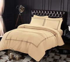 Embroided Baratta Stitch Duvet Cover Set with Matching Pillowcases - Ultra-soft Brushed Microfibre – Chic & Modern Design – Easy Care & Machine Washable