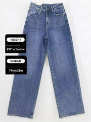 [Petite]KatchMe Women'S Wide Leg Jeans - Mid Rise Relaxed Fit Denim Pants, Soft Stretch Comfortable Trousers for Fall & Winter, Streetwear Casual Bottoms