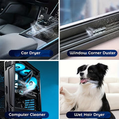Compressed Air Dust Collector, 120W High-power Violent Fan, Built-in 2400mAh Battery Rechargeable Air Blower, with 140, 000 Rpm High-speed Turbine Fan, with 3 Speed Settings, Handheld Hair Dryer, Suitable for Computer Keyboards, Cars, Homes.