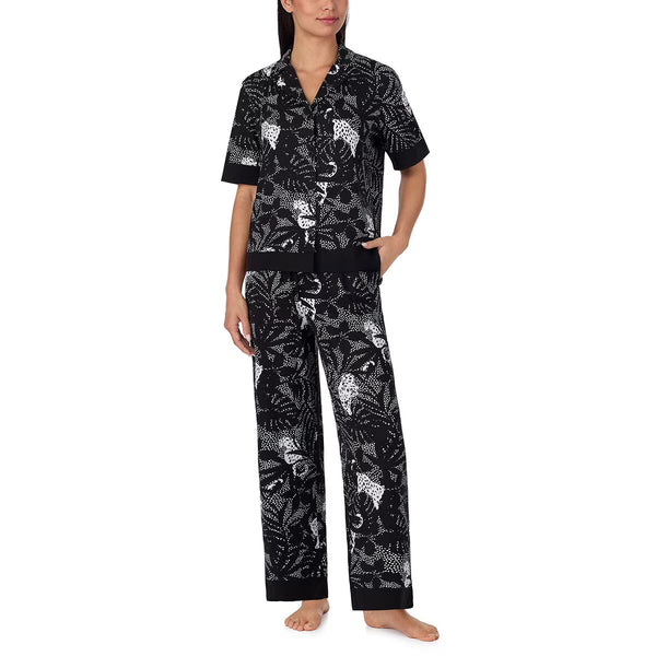 Room Service Notch Collar 2 Piece PJ Set in Blue