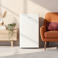 Midea COMFEE' 60 Litre Freestanding Under Counter Freezer – Practical 48cm Upright Model for Compact Spaces Like Offices & Small Kitchens, Adjustable Thermostat, Reversible Door, 4 Star Rating & Drawer – White [Energy Class E]