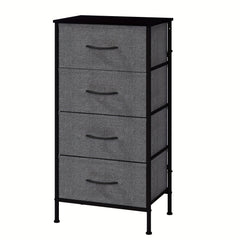 Frmobepts 4-Drawer Tall Dresser with Large Storage Cabinet - Modern Fabric & Wood Top Storage Organizer, Sturdy Metal Frame & MDF Construction, 68.58cm+ Height Freestanding Dresser with Spacious Drawers for Bedroom/Living Room