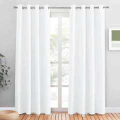 PONY DANCE Grey Blackout Thermal Insulated Curtains for Bedroom, 46 X 54 Inch Short Eyelet Curtains & Drapes, Soft Black Out 2 Panels for Window Living Room/Kitchen