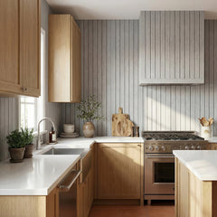 1pc 3D Imitation Wood Grain Grille Wall Panels, 300*40cm, Self-adhesive Vertical Stripe Wall Stickers, Peel and Stick, TV Background Decoration Stickers for Bedroom and Living Room, Kitchen and Bathroom Wall Renovation Stickers, Ideal for Renovating Livin