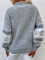 Women Sweater, New Arrival Autumn/ Winter, Style, Turtleneck, Snowflake Pattern, Chenille Pullover Casual Jacquard Sweater, Autumn and Winter Wear, Suitable for Back to, Work, Halloween, Christmas and Other Festivals, Comfortabl