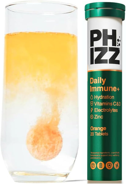 Phizz Electrolytes, Multivitamin & Hydration Tablets - 20 Effervescent Rehydration Electrolyte Tablets - 18 Vitamins & Minerals, Vitamin C, Vegan, Vegetarian & Low Calorie (Orange, 20 Count)