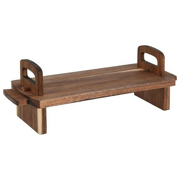 GEEZY Acacia Wooden Raised Serving Platter for Antipasti, Tapas, Entrees and Desserts, 36 x 13 x 13 cm