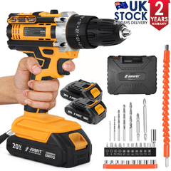 Cordless Combi Hammer Impact Drill Driver Electric Screwdriver & 2 Battery Electric Screwdriver Set 25+3 Clutch, Handheld Cordless Hammer Drill, 29 PCS Drill Bits, LED Light for Home and Garden DIY Project