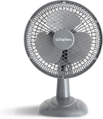 Schallen Grey Mini Table Fan Office Desk Home 6 Inch Small Electric Desk Fan Portable Air Cooling Fan Quiet Mini Desktop Fan with Tilt Function Worktop Office Home Bedroom PC Cooling Fan Compact Lightweight Air Circulator UK Plug Grey Black or White Porta