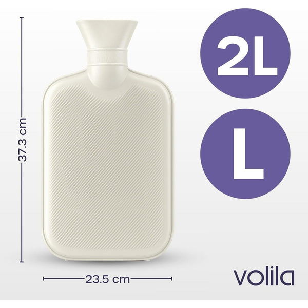 Hot Water Bottle - 2L Hot Water Bottle for Pain Relief, Hand and Foot Warmer - Luxury, Soft and Washable Hot Water Bag for Hot and Cold