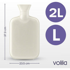 Hot Water Bottle - 2L Hot Water Bottle for Pain Relief, Hand and Foot Warmer - Luxury, Soft and Washable Hot Water Bag for Hot and Cold
