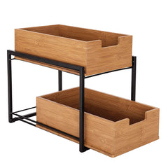 Seville Classics Bamboo 2-Tier Sliding Drawer Organiser