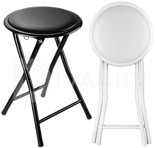 Standard Folding Stool – Durable & Compact Seating Solution Foldable Lightweight Portable - Available in Black or White