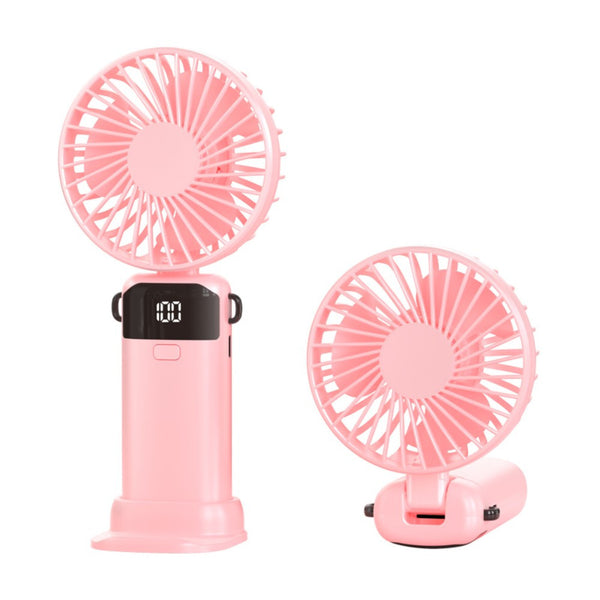 4-in-1 Foldable Mini Handheld Fan with LED Digital Display, Neck Lanyard & Aromatherapy – USB Rechargeable Portable Cooling Fan for Office, Travel, Outdoor & Daily Use – Lightweight, Quiet, 5-Speed Adjustable, Long Battery Life