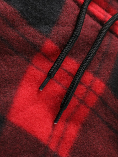 Men's Heavyweight -Lined Hooded Jacket - Full-Zip Plaid Thickened Shirt with Pockets and Adjustable Drawstring, Comfortable and Warm for Autumn and Winter