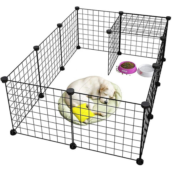 Dog Playpen, Cat Playpen, Small Animal Playpen Metal Pet Playpen for Small Dogs Cats Including 12 Panels, Portable Small Animal Wire Cage for Indoor Yd Fence for Guinea Pigs, Rabbits Kennel Crate Fence, Dog Fence for Puppy, Kitten, Hamster, Turtle, Hedgeh