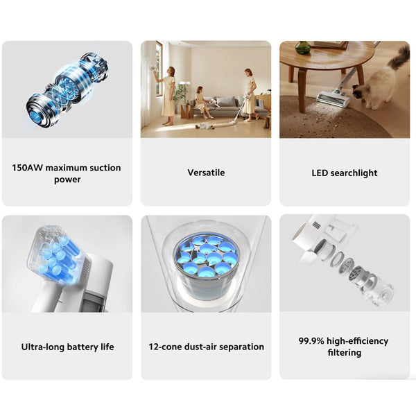 Xiaomi Vacuum Cleaner G20, with 2-in-1 brush nozzle for home sweeping cleaning, 25000Pa strong cyclone suction, 0.66L dust cup, handheld vacuum cleaner