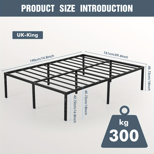 Black Single/Double/King Size Metal Platform Bed Frame With Stable Metal Support And Underbed Storage, 35.56cm Height Mattress Foundation, No Box Spring Needed, Easy Assembly