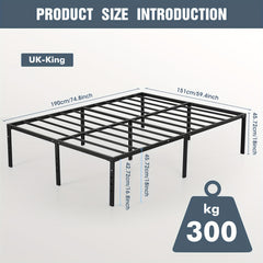 Black Single/Double/King Size Metal Platform Bed Frame With Stable Metal Support And Underbed Storage, 35.56cm Height Mattress Foundation, No Box Spring Needed, Easy Assembly