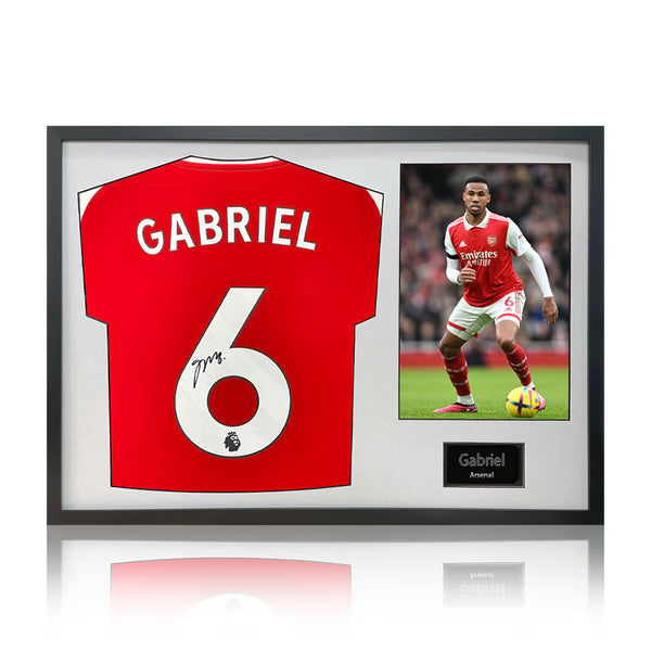 Gabriel Signed Framed Arsenal Football Shirt with Black Mount