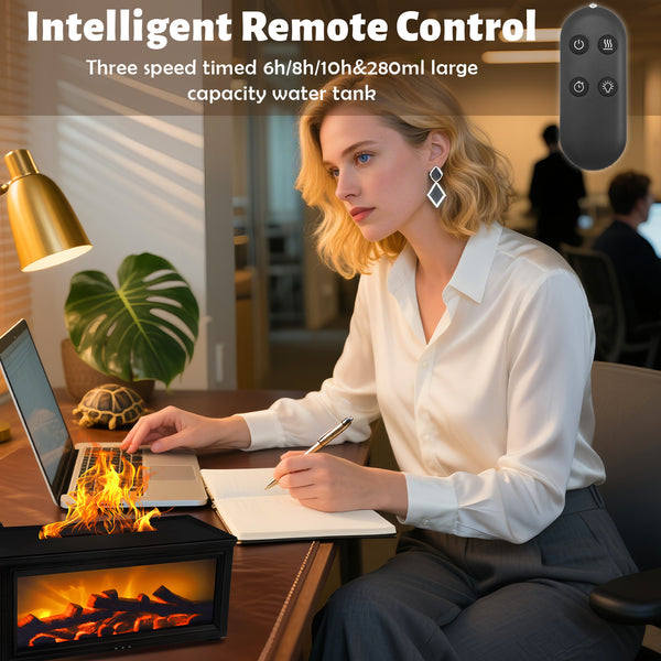 3D Flame Aromatherapy Diffuser, 7 Color Dimmable with Remote Control, Ultra Quiet Humidification, Timer & Auto Shut-Off, Ideal for Yoga Meditation Bedroom Living Room