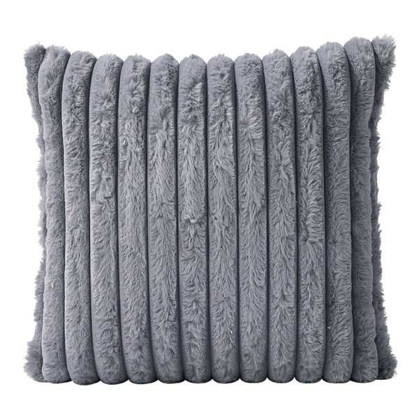 Plush Soft Vertical Strip Decoration Pillow with Pillow Core, Sofa Seat Cushion Cushion Pillow, Square Pillow Home Decoration Sofa Bedroom Pillow, Suitable for Home Bedroom Decoration, Grey, 18