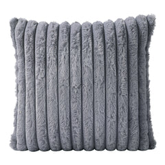 Plush Soft Vertical Strip Decoration Pillow with Pillow Core, Sofa Seat Cushion Cushion Pillow, Square Pillow Home Decoration Sofa Bedroom Pillow, Suitable for Home Bedroom Decoration, Grey, 18