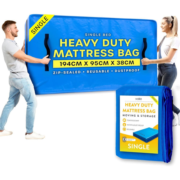 Mattress Bag for Moving - Reusable Waterproof Mattress Cover, Heavy Duty Mattress Bag for Storage and Protecting Beds from Stains, Dust, and Pests - (150gsm)