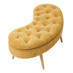 1pc Creative Curved Design Storage Stool, Sofa Stool for Home Living Room, Shoe Changing Stool At Entrance of The Entrance, Bedside Stool Storage Stool for Bedroom, Yellow, 103*39*45cm