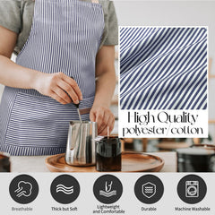 2PC Classic Design Striped Apron, Unisex Simple Criss Cross Apron For Kitchen Home Restaurant Coffee Shop Barbecue, Men's Workwear And Protective Clothing