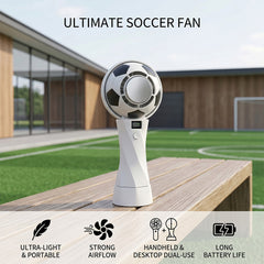 Portable Football Design Handheld Fan, USB Rechargeable Mini Fan, High-Velocity Portable USB Cooling Fan with Digital Display, Mini Soccer Desk Fan for Sports & Travel