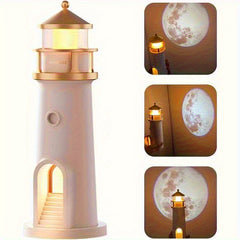 Lighthouse Lamp with Moonlight Projection, Remote-Controlled, Perfect for Bedrooms, Living Rooms, And Study Areas, Also Makes a Great Gift