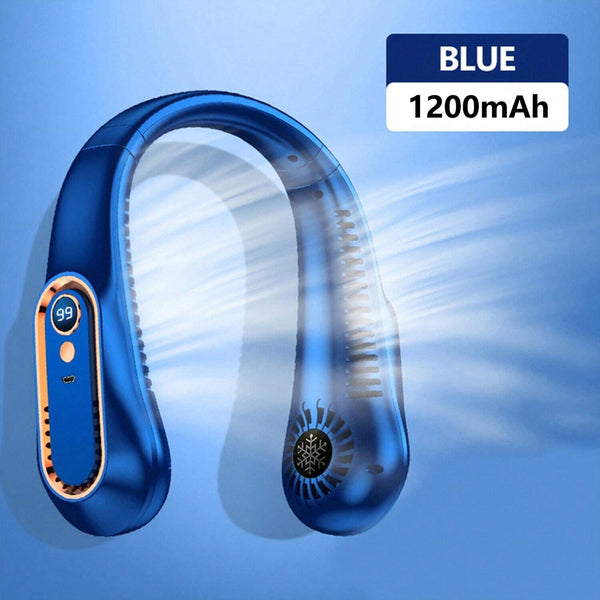 Sports & Office Companion: Mini Bladeless Neck Fan, Ultra-Long Battery Life, 5 Gear Adjustable, Silent, USB Charging with Digital Display