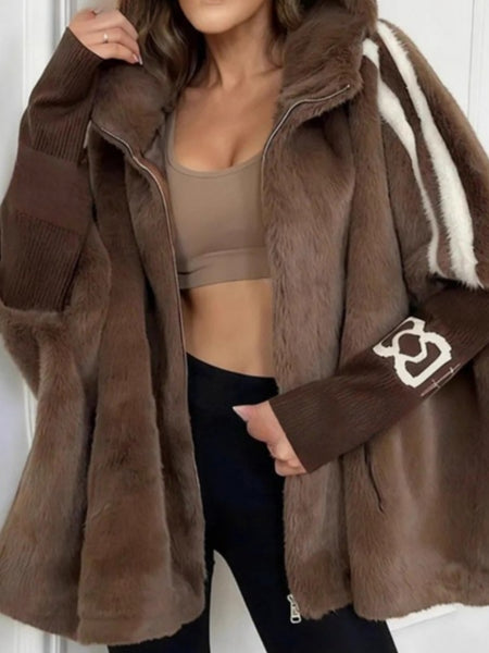 Women'S Fashion Casual Loose Hooded Patchwork Coat for Autumn 2025