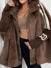Women'S Fashion Casual Loose Hooded Patchwork Coat for Autumn 2025