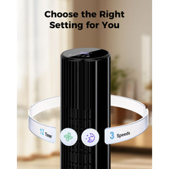 43' Tower Fan, Quiet Floor Fan with 28dB Low Noise, 3 Speeds, 2 Modes, 85° Oscillation, 12H Timer, LED Display, for Bedroom, Office and Home