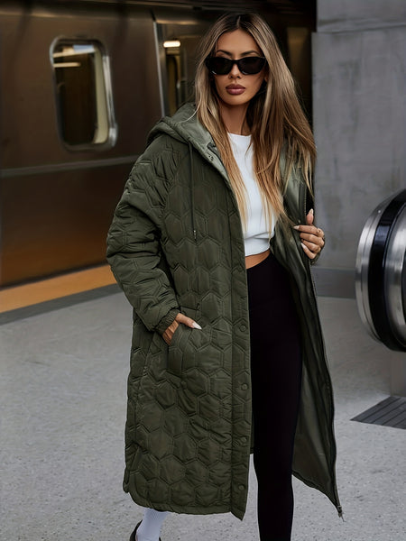 Popular Autumn/Winter Fashion Casual Streetwear Women's Long Hooded Padded Coat
