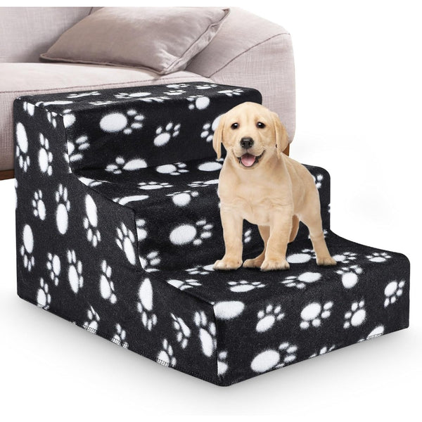 Dog Steps 3/4 Steps Pet Stair Step Pet Stairs Pet Ladder with Washable Non Slip Plush Cloth Cover for Dogs and Cats
